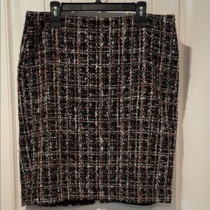 Talbots Tweed Pencil Skirt - Black, Brown, and White size 14